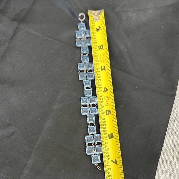 Vintage Sterling Link Bracelet w blue Topaz Gemstones - Picture 2 of 7